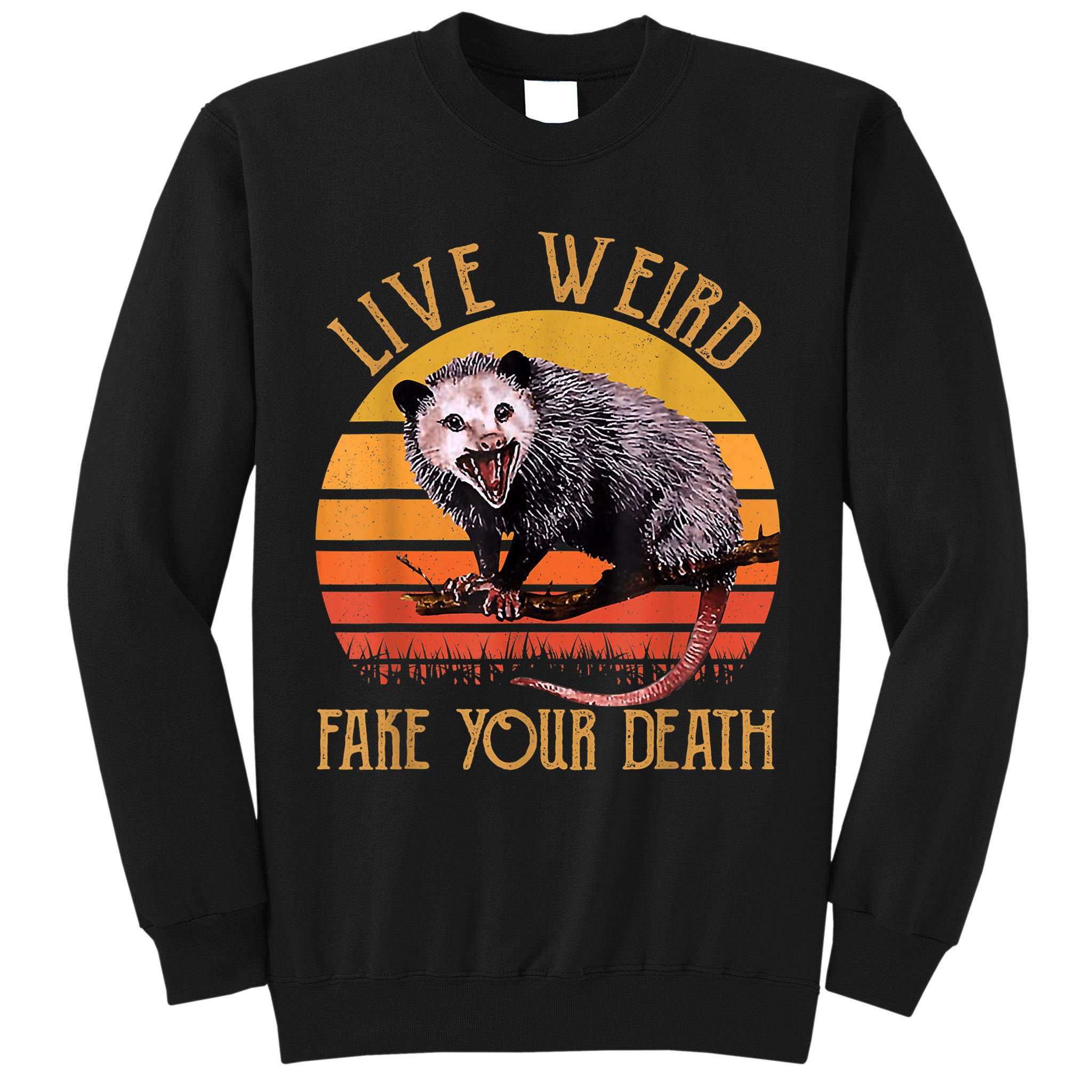 Live Ugly Fake Your Death Fynny Retro Vintage Opossum Tall Sweatshirt