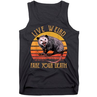 Live Ugly Fake Your Death Fynny Retro Vintage Opossum Tank Top