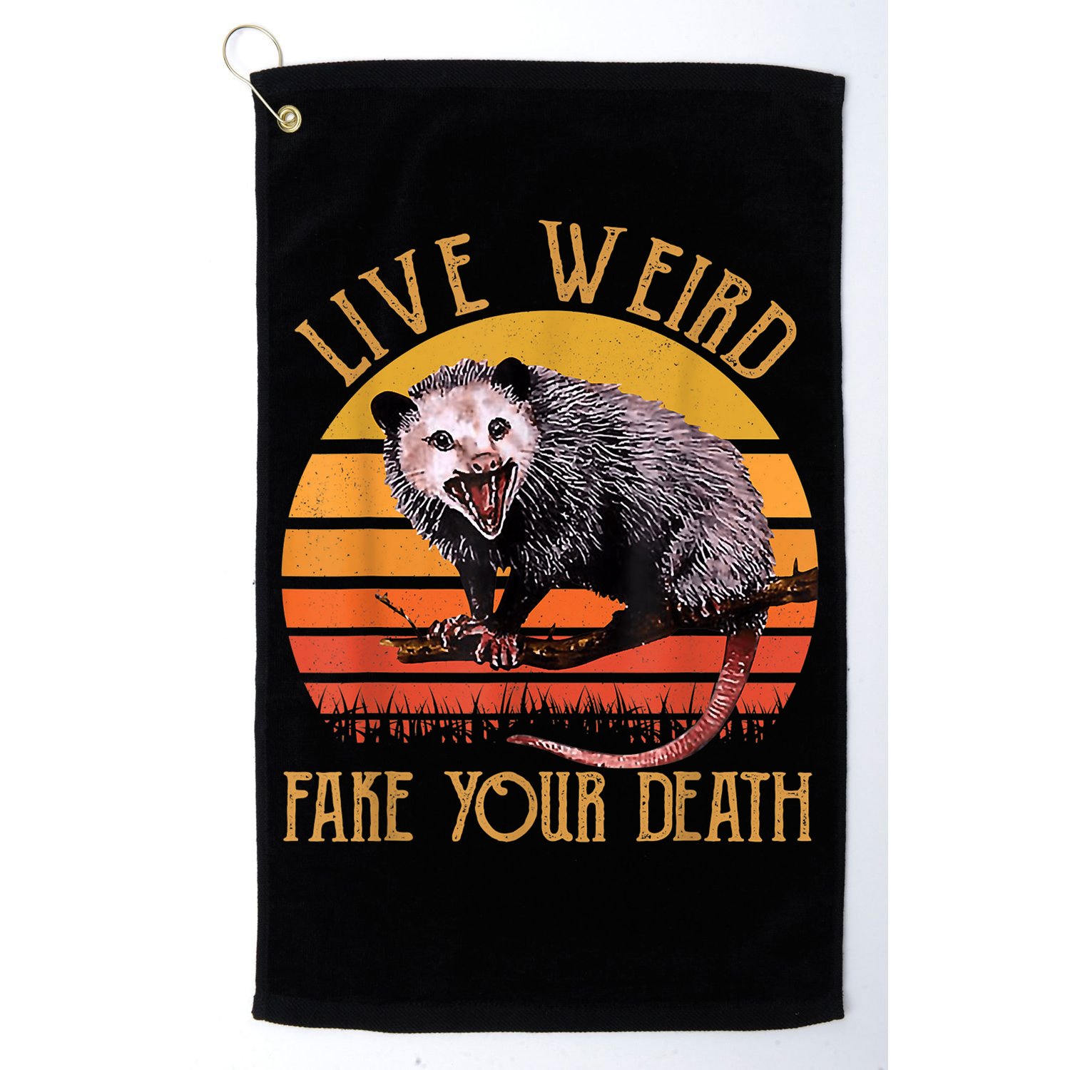 Live Ugly Fake Your Death Fynny Retro Vintage Opossum Golf Towel