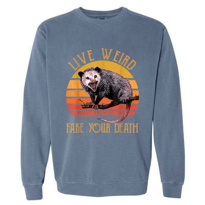 Live Ugly Fake Your Death Fynny Retro Vintage Opossum Garment-Dyed Sweatshirt