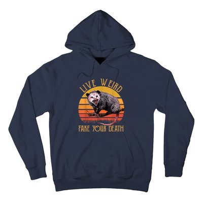 Live Ugly Fake Your Death Fynny Retro Vintage Opossum Hoodie