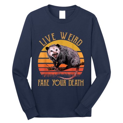 Live Ugly Fake Your Death Fynny Retro Vintage Opossum Long Sleeve Shirt