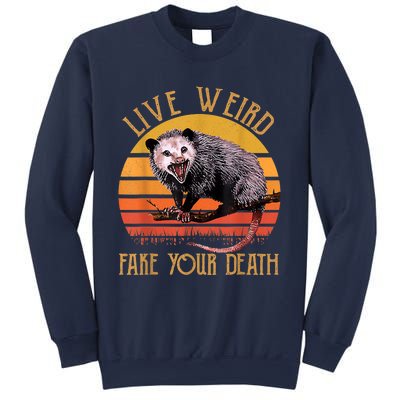 Live Ugly Fake Your Death Fynny Retro Vintage Opossum Sweatshirt