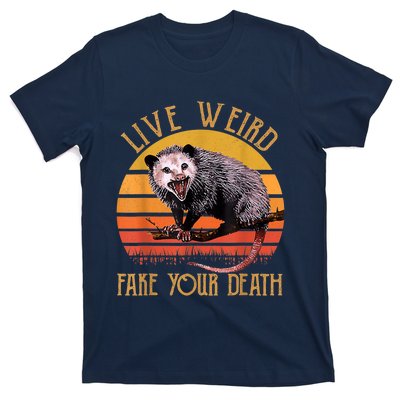 Live Ugly Fake Your Death Fynny Retro Vintage Opossum T-Shirt