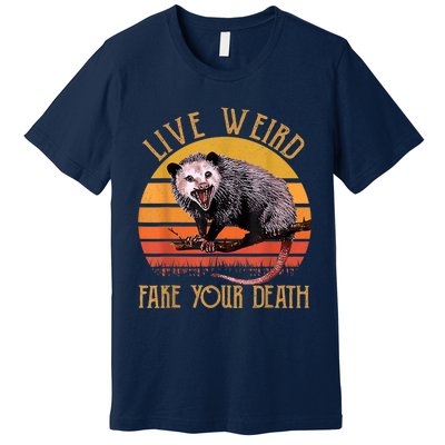 Live Ugly Fake Your Death Fynny Retro Vintage Opossum Premium T-Shirt