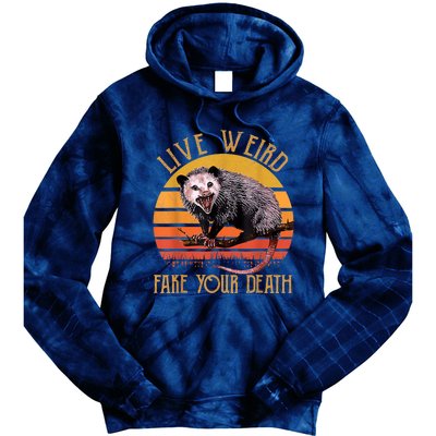 Live Ugly Fake Your Death Fynny Retro Vintage Opossum Tie Dye Hoodie