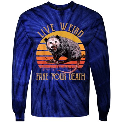 Live Ugly Fake Your Death Fynny Retro Vintage Opossum Tie-Dye Long Sleeve Shirt