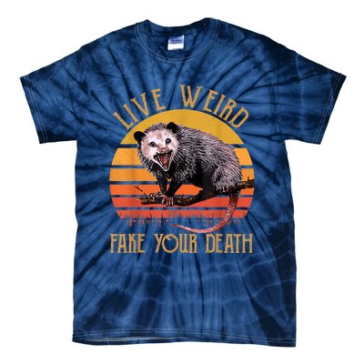 Live Ugly Fake Your Death Fynny Retro Vintage Opossum Tie-Dye T-Shirt