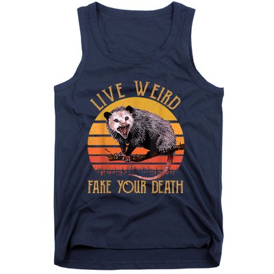 Live Ugly Fake Your Death Fynny Retro Vintage Opossum Tank Top