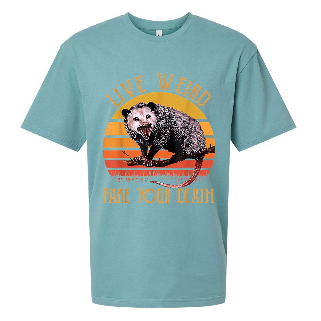 Live Ugly Fake Your Death Fynny Retro Vintage Opossum Sueded Cloud Jersey T-Shirt
