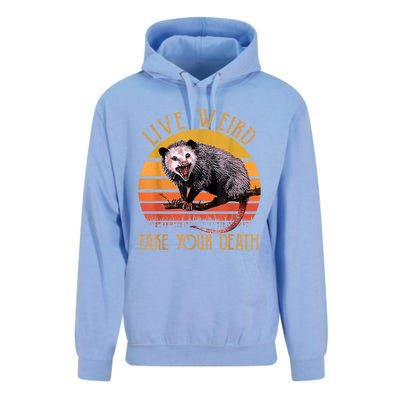 Live Ugly Fake Your Death Fynny Retro Vintage Opossum Unisex Surf Hoodie