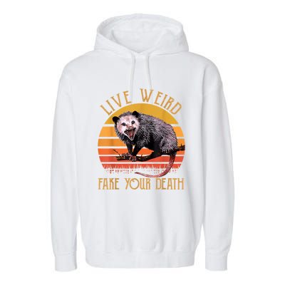 Live Ugly Fake Your Death Fynny Retro Vintage Opossum Garment-Dyed Fleece Hoodie