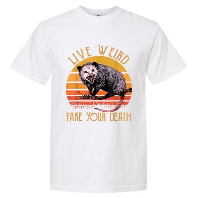 Live Ugly Fake Your Death Fynny Retro Vintage Opossum Garment-Dyed Heavyweight T-Shirt