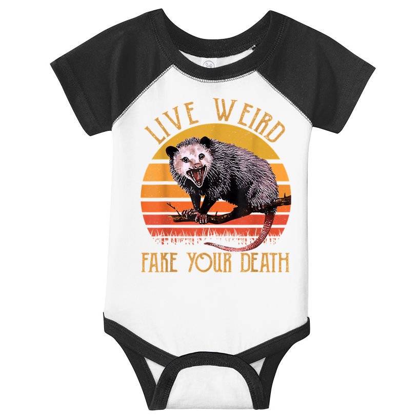 Live Ugly Fake Your Death Fynny Retro Vintage Opossum Infant Baby Jersey Bodysuit