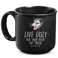 Live Ugly Fake Your Death Eat Trash Opossum 15oz Campfire Ceramic Mug