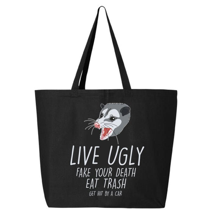 Live Ugly Fake Your Death Eat Trash Opossum 25L Jumbo Tote