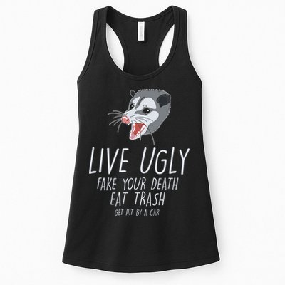 Live Ugly Fake Your Death Eat Trash Opossum Womens Tank Top
