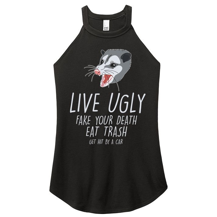 Live Ugly Fake Your Death Eat Trash Opossum Women's Perfect Tri Rocker Tank