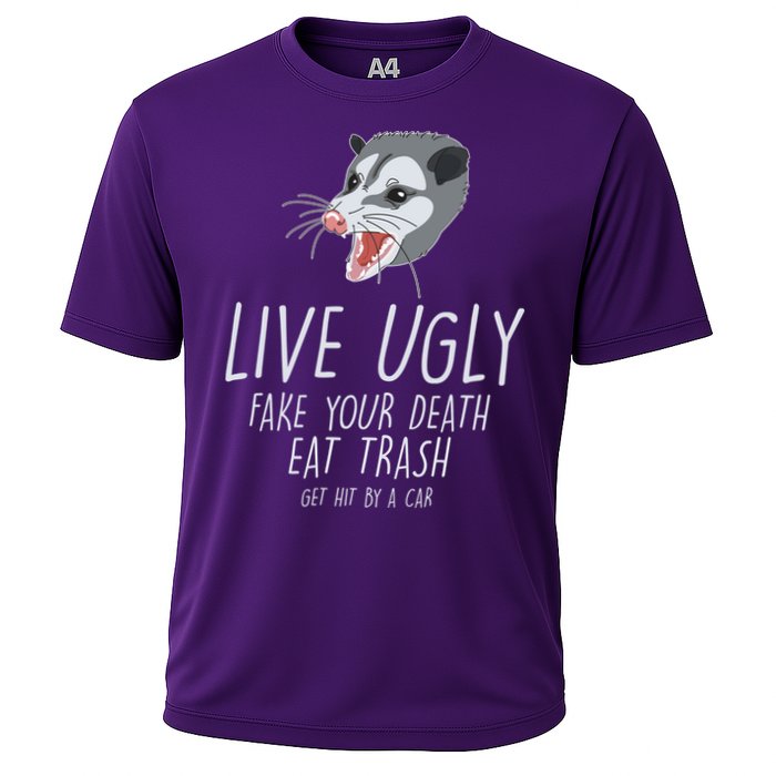 Live Ugly Fake Your Death Eat Trash Opossum Cooling Performance Crew T-Shirt