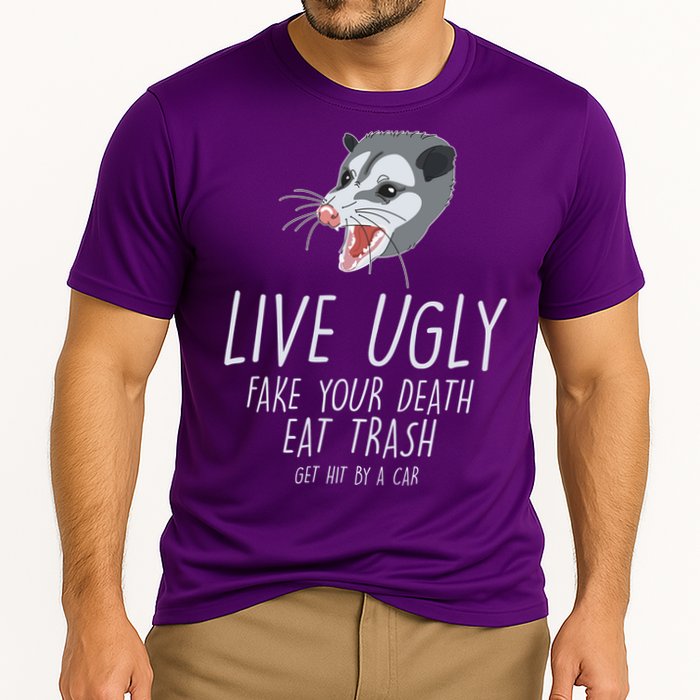 Live Ugly Fake Your Death Eat Trash Opossum Cooling Performance Crew T-Shirt