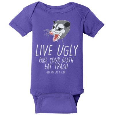 Live Ugly Fake Your Death Eat Trash Opossum Baby Bodysuit