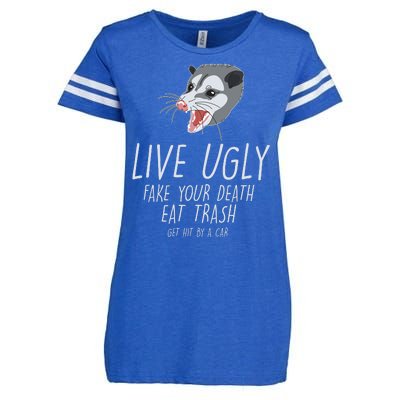 Live Ugly Fake Your Death Eat Trash Opossum Enza Ladies Jersey Football T-Shirt