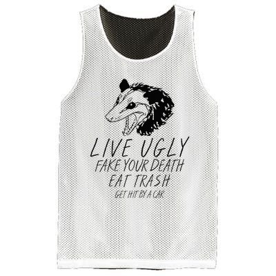 Live Ugly Fake Your Death Eat Trash Get Hit By A Car Opossum Mesh Reversible Basketball Jersey Tank