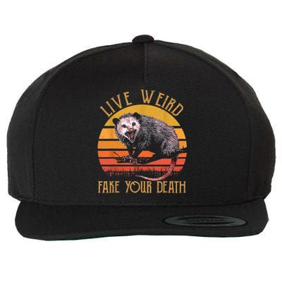 Live Ugly Fake Your Death Fynny Retro Vintage Opossum Wool Snapback Cap