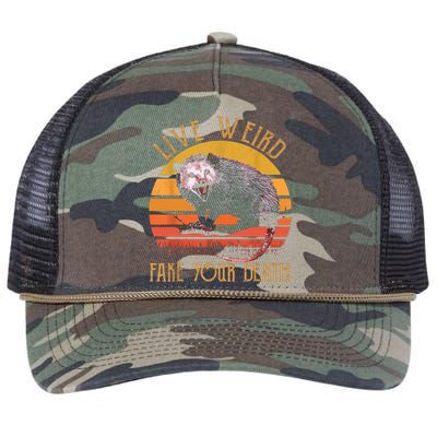 Live Ugly Fake Your Death Fynny Retro Vintage Opossum Retro Rope Trucker Hat Cap