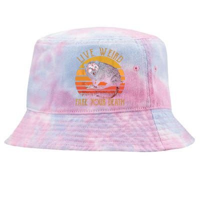 Live Ugly Fake Your Death Fynny Retro Vintage Opossum Tie-Dyed Bucket Hat