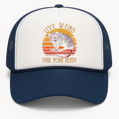 Live Ugly Fake Your Death Fynny Retro Vintage Opossum Trucker Hat