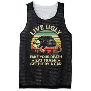 Live Ugly Fake Your Death Eat Trash Get Hit By A Car Opossum Mesh Reversible Basketball Jersey Tank