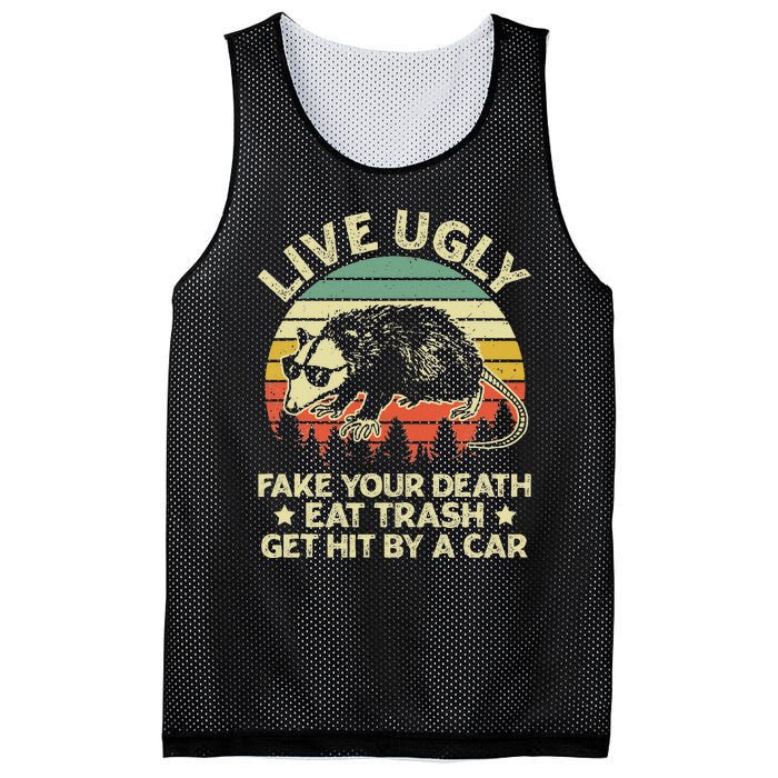 Live Ugly Fake Your Death Eat Trash Get Hit By A Car Opossum Mesh Reversible Basketball Jersey Tank