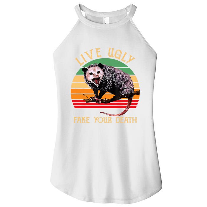 Live Ugly Fake Your Death Vintage Ugly Possum Women’s Perfect Tri Rocker Tank