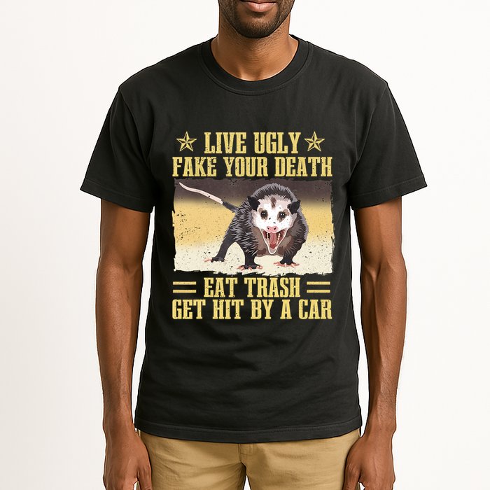 Live Ugly Fake Your Death Eat Trash Get Hit By A Car Opossum Tall T-Shirt
