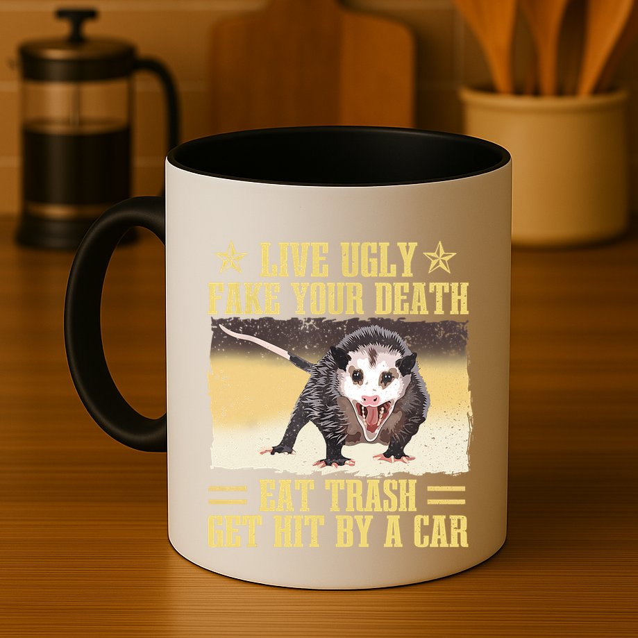 Live Ugly Fake Your Death Eat Trash Get Hit By A Car Opossum Mug