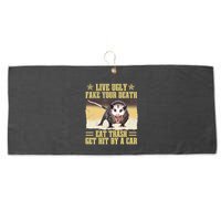 Live Ugly Fake Your Death Eat Trash Get Hit By A Car Opossum Large Microfiber Waffle Golf Towel