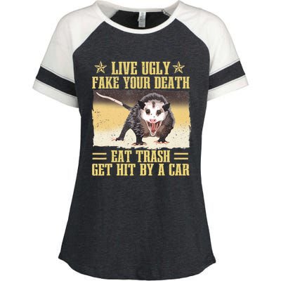 Live Ugly Fake Your Death Eat Trash Get Hit By A Car Opossum Enza Ladies Jersey Colorblock Tee