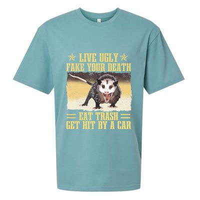 Live Ugly Fake Your Death Eat Trash Get Hit By A Car Opossum Sueded Cloud Jersey T-Shirt