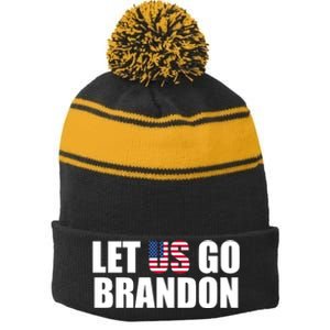 Let Us Go Brandon, Funny Anti Biden Chant Let's Go Brandon Stripe Pom Pom Beanie