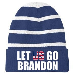 Let Us Go Brandon, Funny Anti Biden Chant Let's Go Brandon Striped Beanie with Solid Band