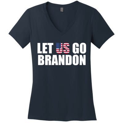 Let Us Go Brandon, Funny Anti Biden Chant Let's Go Brandon Women's V-Neck T-Shirt