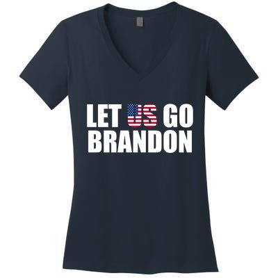 Let Us Go Brandon, Funny Anti Biden Chant Let's Go Brandon Women's V-Neck T-Shirt