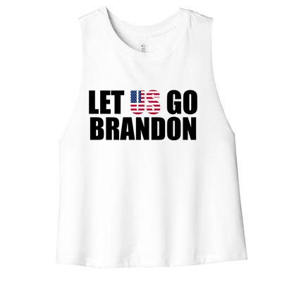 Let Us Go Brandon, Funny Anti Biden Chant Let's Go Brandon Women's Racerback Cropped Tank