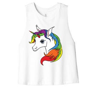 Lgbtq Unicorn Gift Rainbow Heart Lgbt Pride Month Great Gift Women's Racerback Cropped Tank