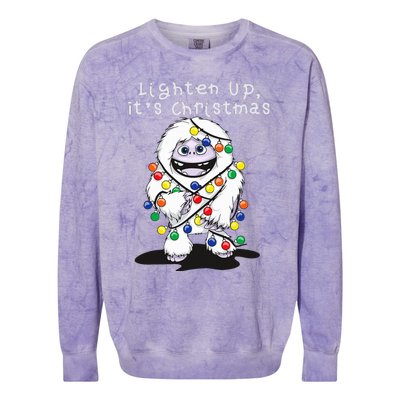 Lighten Up Its Christmas Yeti Abominable Snowman Bigfoot Colorblast Crewneck Sweatshirt