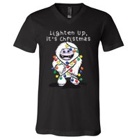 Lighten Up Its Christmas Yeti Abominable Snowman Bigfoot V-Neck T-Shirt