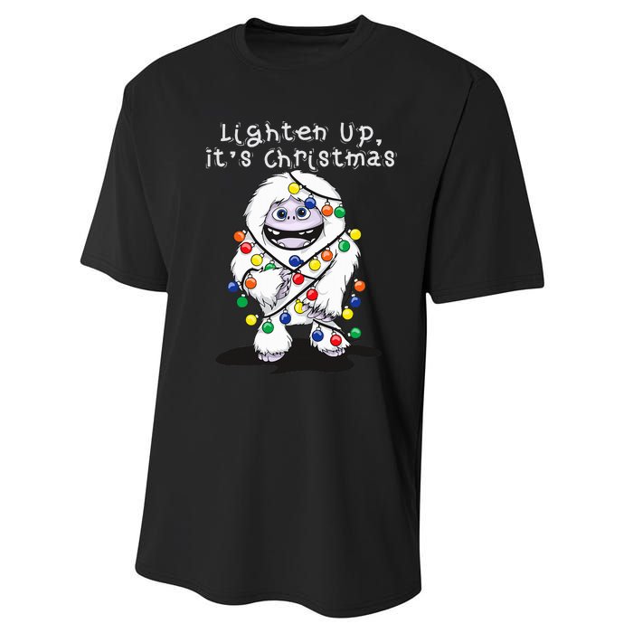 Lighten Up Its Christmas Yeti Abominable Snowman Bigfoot Performance Sprint T-Shirt