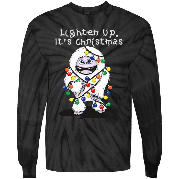 Lighten Up Its Christmas Yeti Abominable Snowman Bigfoot Tie-Dye Long Sleeve Shirt