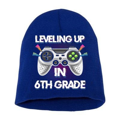 Leveling Up In 6Th Sixth Grade Video Gaming Tees Students Cute Gift Short Acrylic Beanie